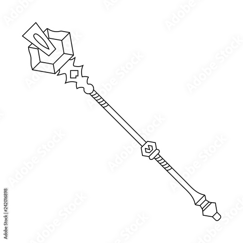 Staff Icon isolated on white background. Magic Weapon. Vector Illustration for Your Design, Game, Card, Web.