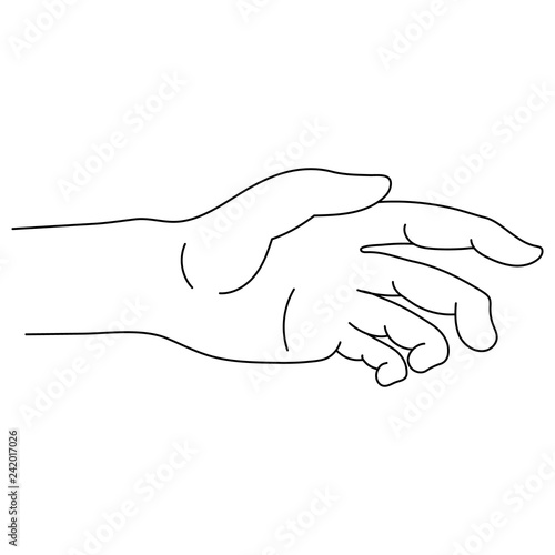 Helping Hand Icon in outline style isolated on white background. Part of Body Symbol. Vector illustration for Your Design.