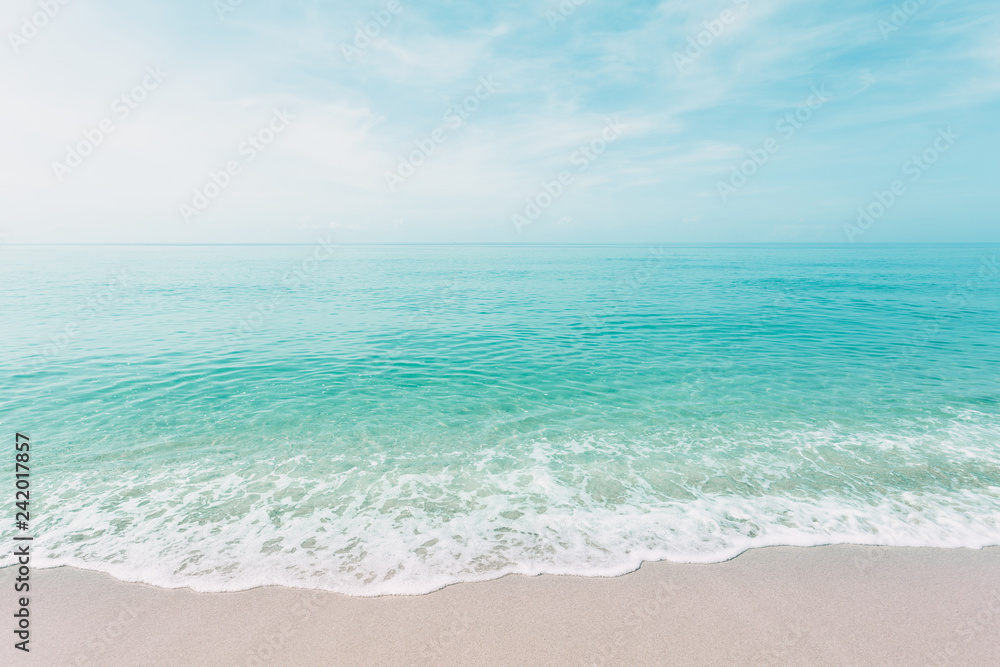 Sandy beaches and beautiful ocean waves For natural background Pastel tone