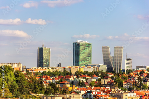 Prague skyline with skyscrapers and oild buildings © AlexAnton
