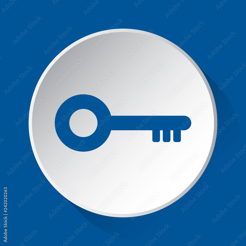 key - simple blue icon on white button key - simple blue icon on white button