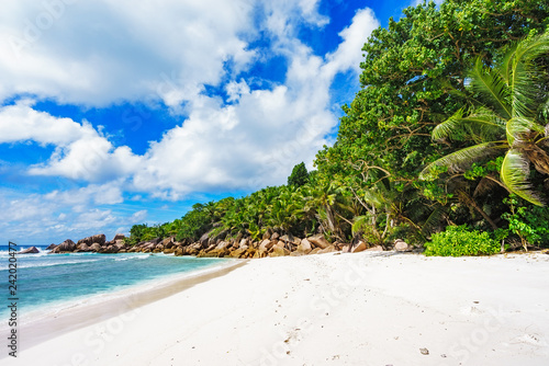paradise beach on the seychelles, anse cocos, la digue 9