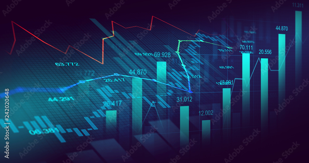 Stock market or forex trading graph in graphic concept - obrazy, fototapety, plakaty 