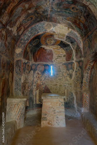 Agios Nikolaos  Crete - 09 30 2018  Panagia Kera church with Byzantine fresco