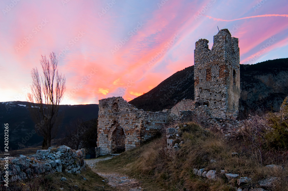Sunset in the Old Castle of Gósol