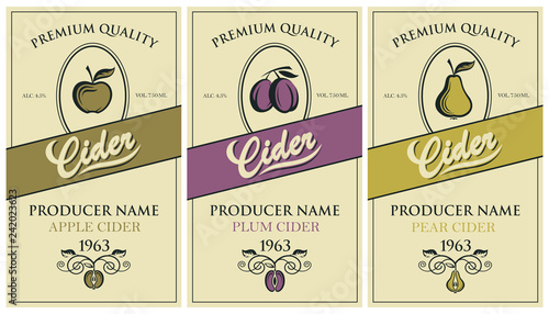 collection of labels for various cider types