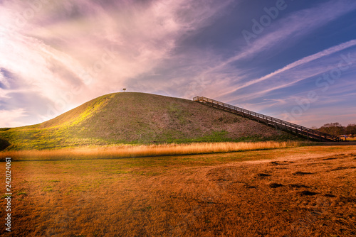 Sunset on Etowah Indian Mounds Historic Site in Cartersville Georgia photo