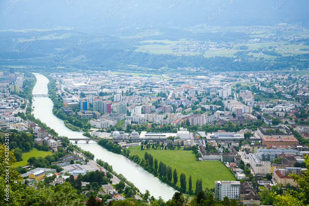Innsbruck aerial view. Inn river