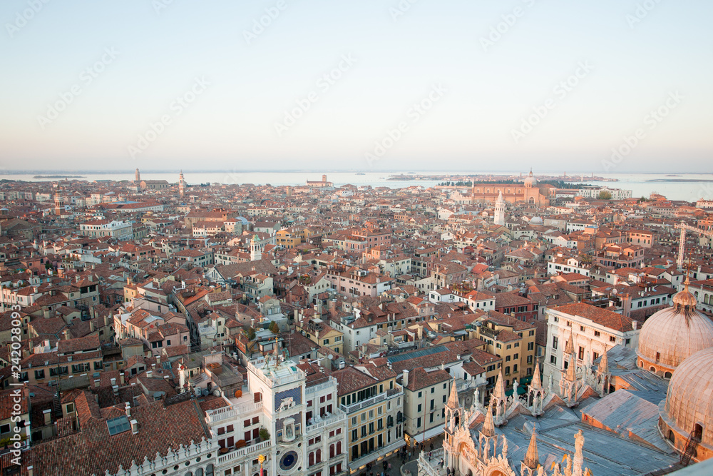 Aerial view of Venice at dawn, Italy