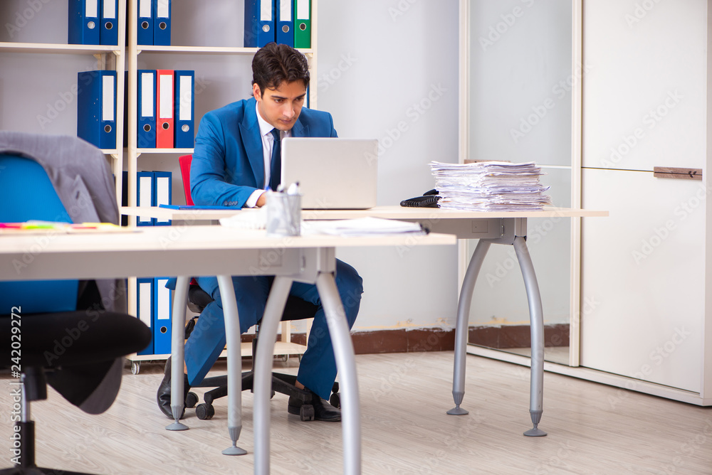 Young handsome employee working in the office Young handsome employee working in the office