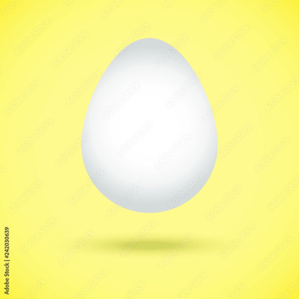 Vector image of a white egg on a yellow background
