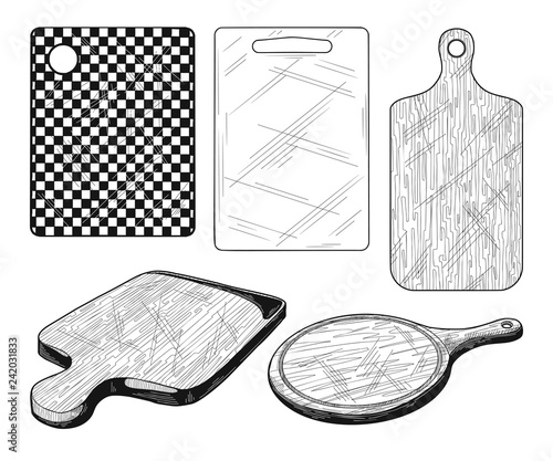 Set of different boards for cutting. Vector