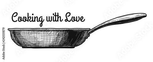 Frying pan isolated on white background. Vector illustration