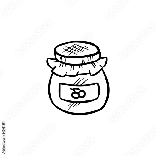 Jam jar doodle. Isolated hand drawn sketch