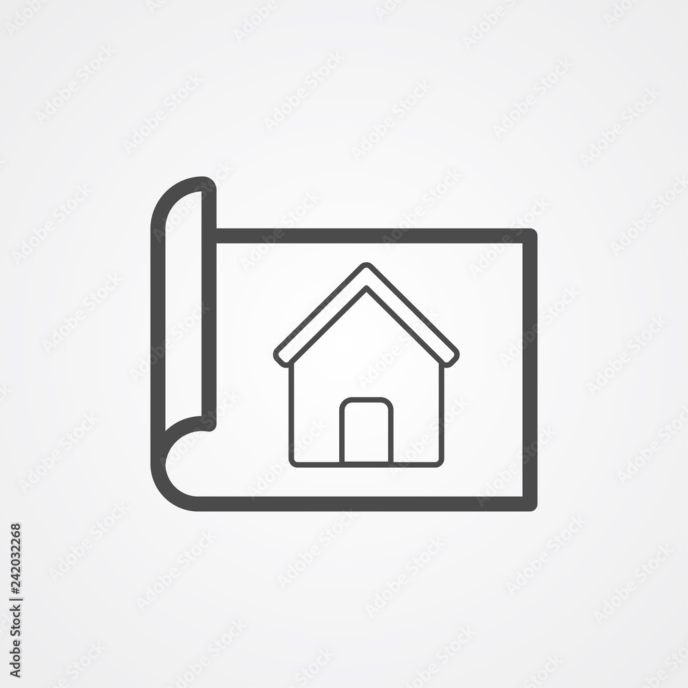 Blueprint paper vector icon sign symbol Blueprint paper vector icon sign symbol