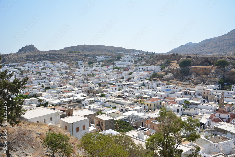 Lindos, the island of Rhodes, Greece, the view to the town