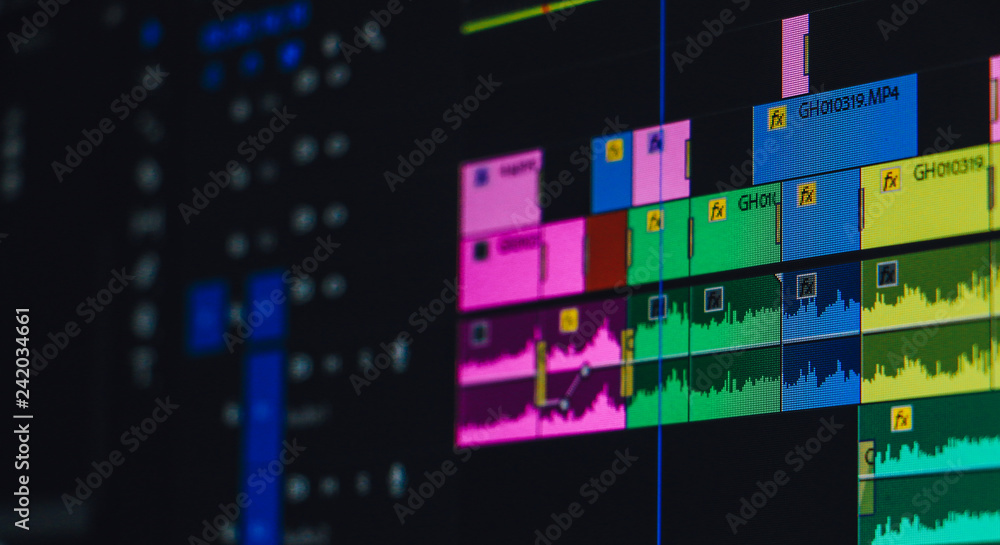 video, editing, premiere, adobe, time, line, pro, software, computer,  screen, studio, film, background, equipment, edit, digital, professional,  movie, cut, technology, work, office, camera, sound, med Stock Photo |  Adobe Stock