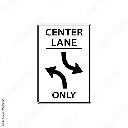 USA traffic road sign. center lane, two-way left turn only. vector illustration