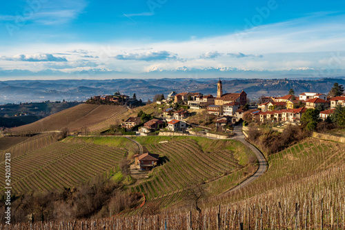 Italian village from the Langhe region in Italy Winter