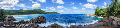 Granite Rocks,palms,wild paradise tropical beach,police bay, seychelles 5