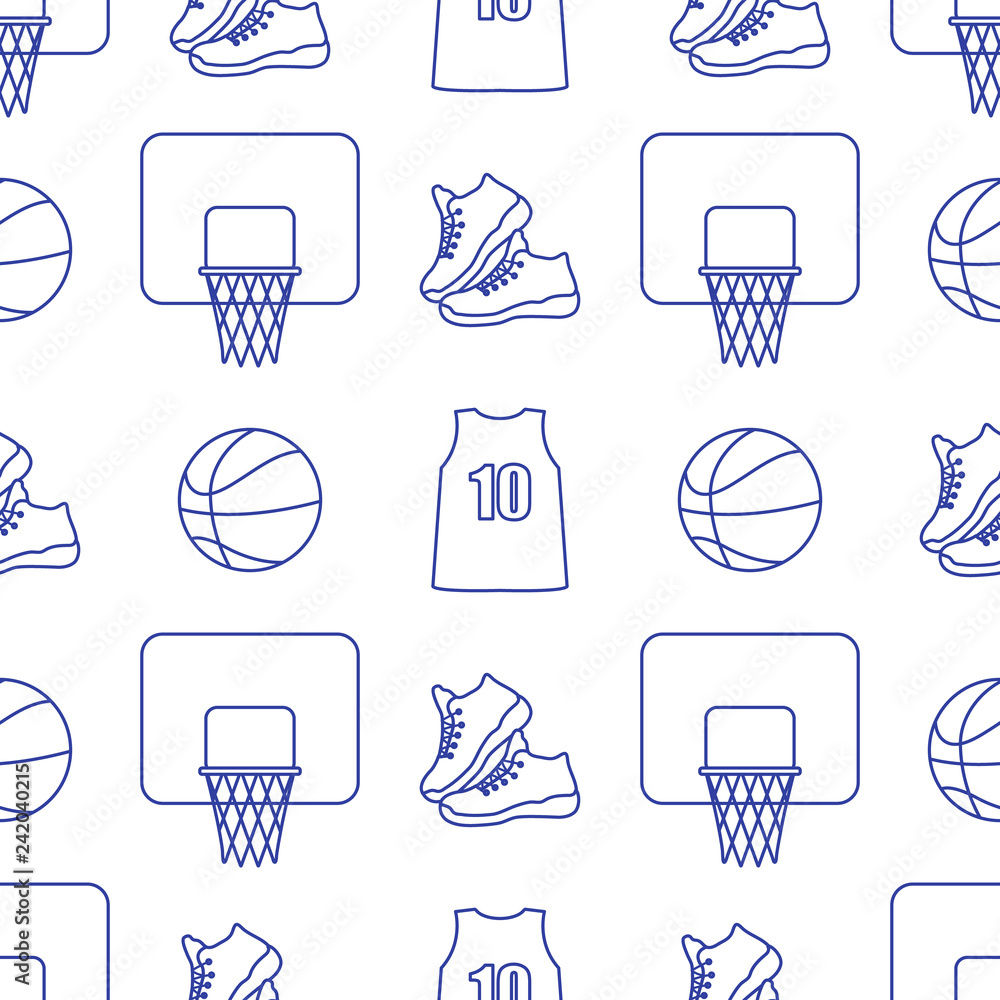 Sports seamless pattern. Basketball equipment. Sports seamless pattern. Basketball equipment.