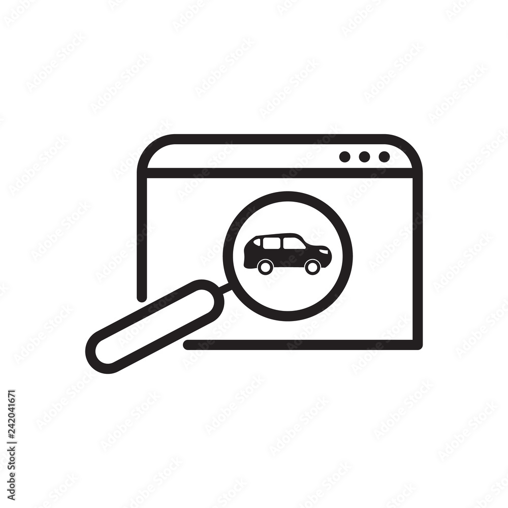 car search outline icon. vector design illustration car search outline icon. vector design illustration
