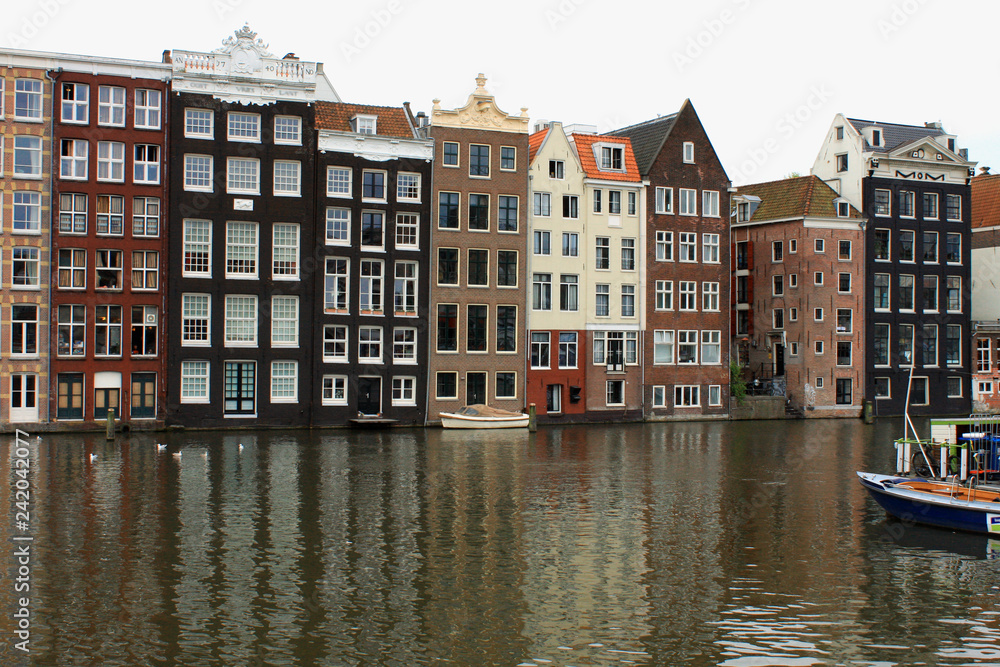 view of Amsterdam, the Netherlands with Amstel river - Image