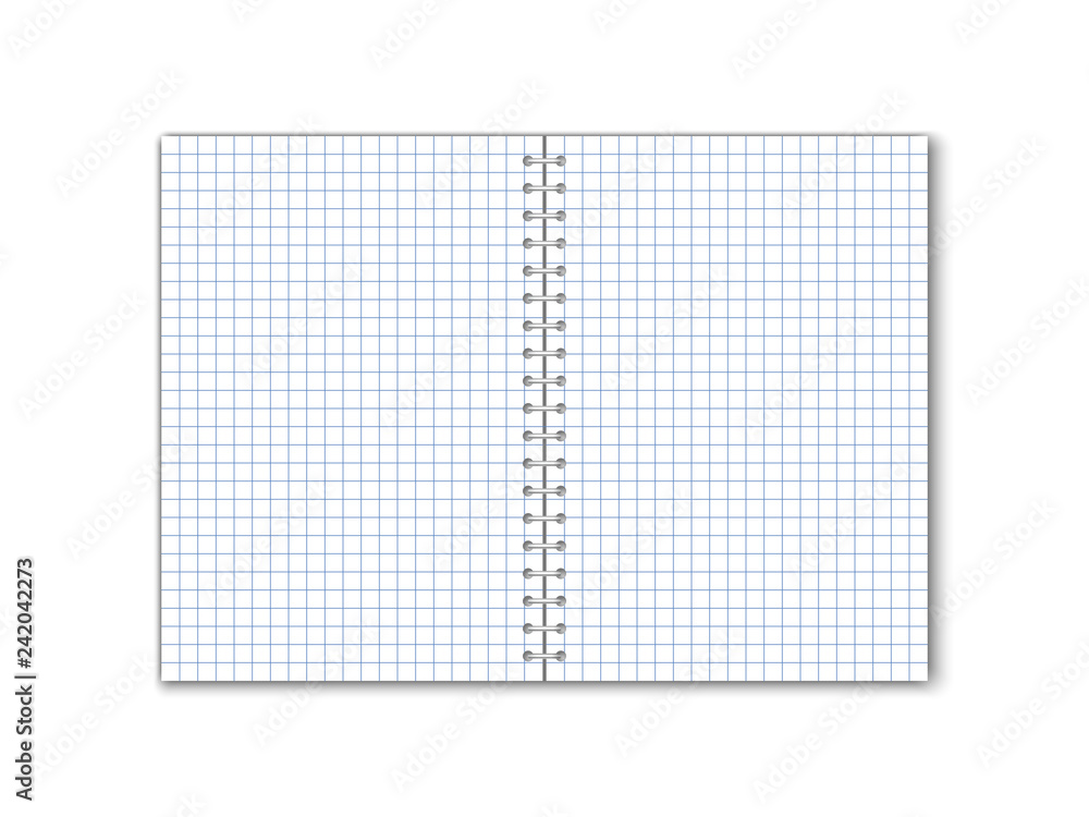 Detailed vector square paper notebook with circular binding. Detailed vector square paper notebook with circular binding.