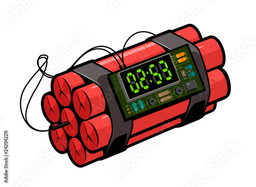 Dynamite time bomb. Retro pop art style. Cartoon comic vector illustration