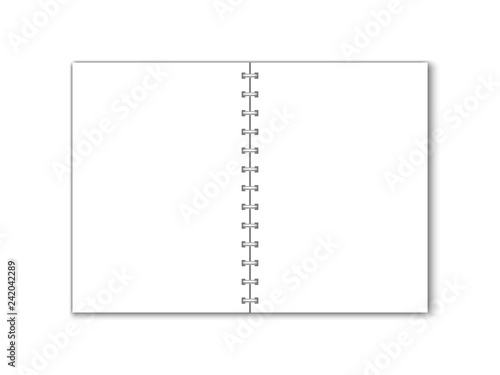 Detailed vector blank paper notebook with circular binding.
