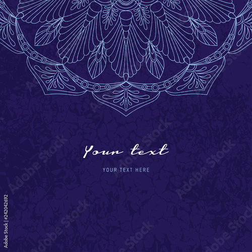 Greeting holiday card with grunge texture and mandala