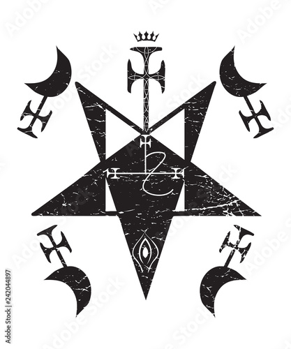 Lilith ceremonial magic sigil vector isolated. Modern imitation of a demon sigil or emblem with inverted pentagram. photo