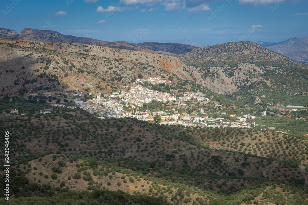Agios Nikolaos, Crete - 09 30 2018: Kritsa hilltop tourist town