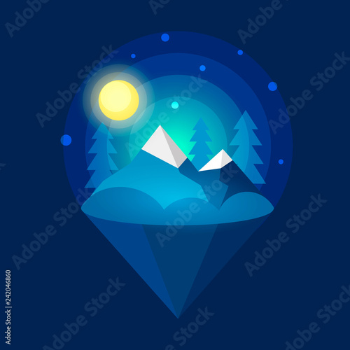 Arctic Northern lights . Nature background. Vector illustration on dark background