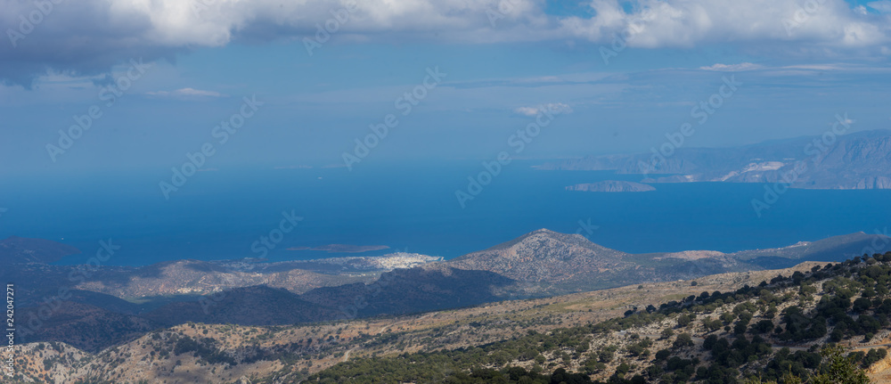 Agios Nikolaos, Crete - 09 30 2018: The road to the Katharo plateau