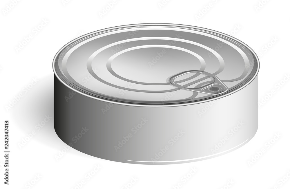 Tin can with a ring. Realistic look. Place for labels and stickers. Tin can with a ring. Realistic look. Place for labels and stickers.