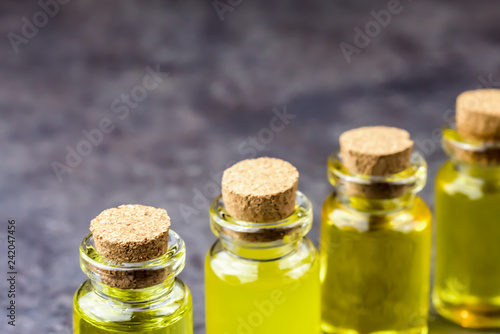 Four bottles of different oils - source of omega acids