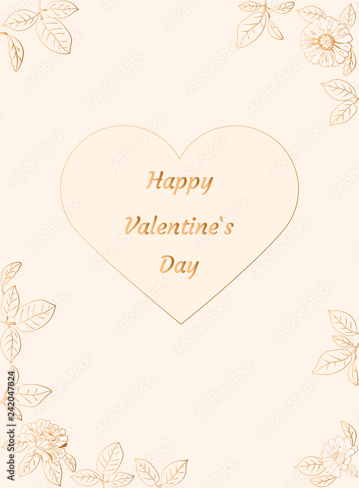 Frame with flowers (zinnia, camomile, sunflower. daisy) and heart. Elegant happy Valentine`s day card. Vector illustration. Frame with flowers (zinnia, camomile, sunflower. daisy) and heart. Elegant happy Valentine`s day card. Vector illustration.