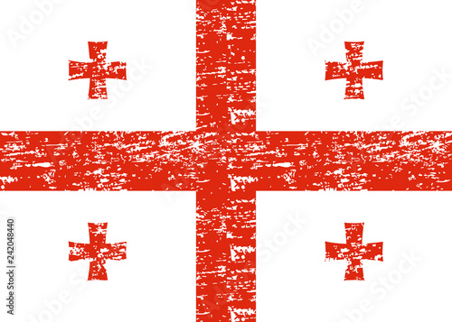Georgia Flag. Brush painted Georgia Flag. Hand drawn style illustration with a grunge effect and watercolor. Georgia Flag with grunge texture. Vector illustration.