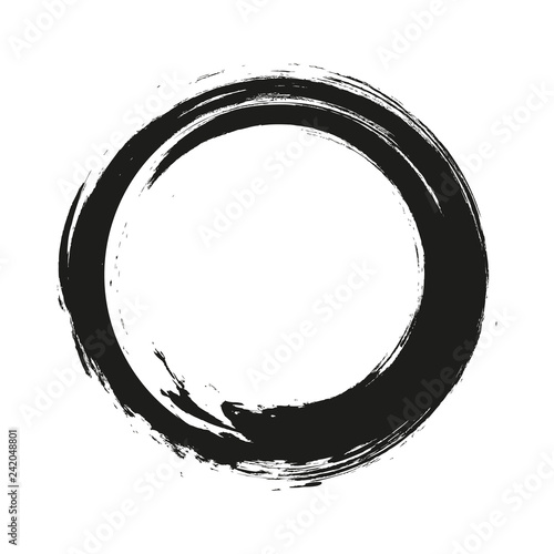 vector brush strokes circles of paint on white background. Ink hand drawn paint brush circle. Logo, label design element vector illustration. Black abstract circle. Frame.