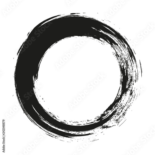 vector brush strokes circles of paint on white background. Ink hand drawn paint brush circle. Logo, label design element vector illustration. Black abstract circle. Frame.