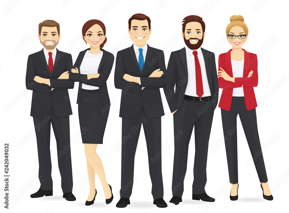 Business team set with leader isolated vector illustration Business team set with leader isolated vector illustration