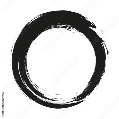 vector brush strokes circles of paint on white background. Ink hand drawn paint brush circle. Logo, label design element vector illustration. Black abstract circle. Frame.