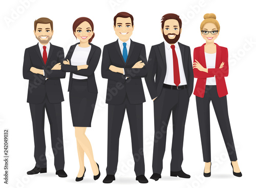 Business team set with leader isolated vector illustration