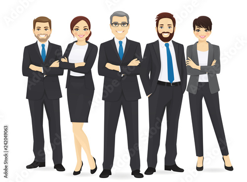 Business team set with leader isolated vector illustration