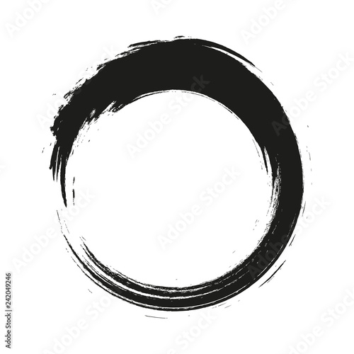 vector brush strokes circles of paint on white background. Ink hand drawn paint brush circle. Logo, label design element vector illustration. Black abstract circle. Frame.