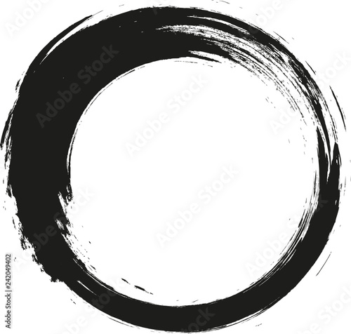 vector brush strokes circles of paint on white background. Ink hand drawn paint brush circle. Logo, label design element vector illustration. Black abstract circle. Frame.