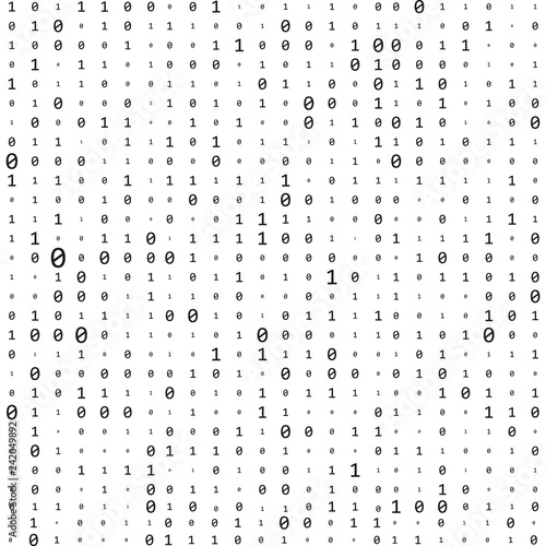 binary code zero one matrix white background. banner, pattern, wallpaper. Vector illustration
