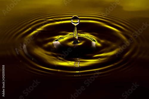 Yellow water droplet close up