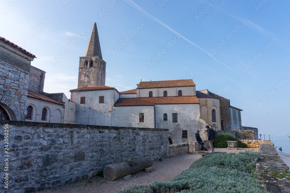 view of Euphrasian Basilica in Porec, UNESCO world heritage site in Istria, Croatia